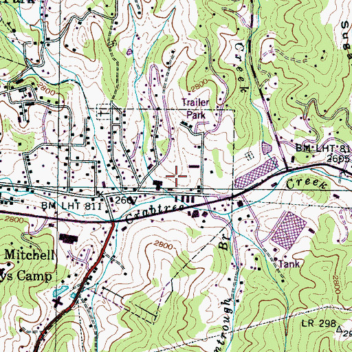 Topographic Map of WKYK-AM (Burnsville), NC