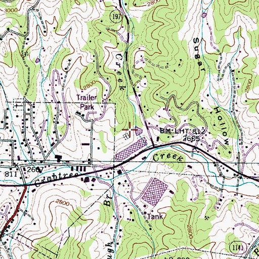 Topographic Map of WKYK-AM (Burnsville), NC