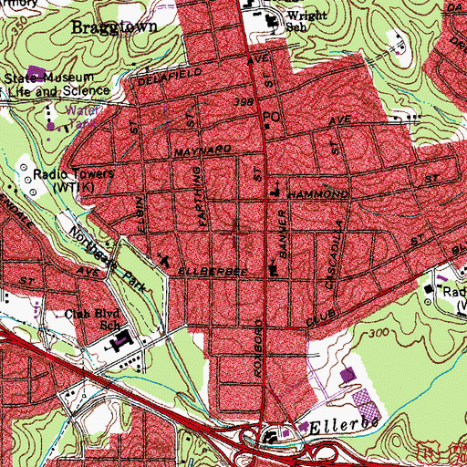 Topographic Map of WSRC-AM (Durham), NC
