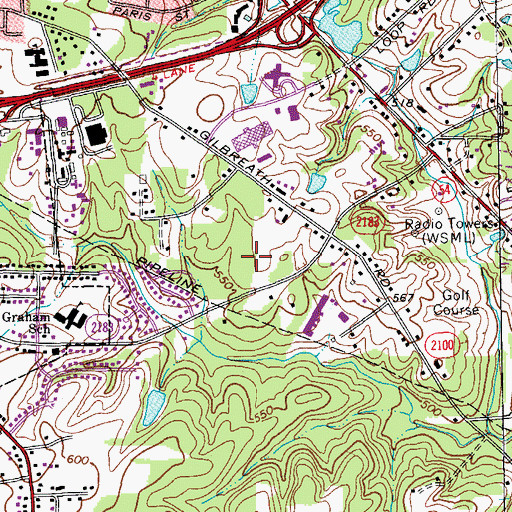 Topographic Map of WSML-AM (Graham), NC