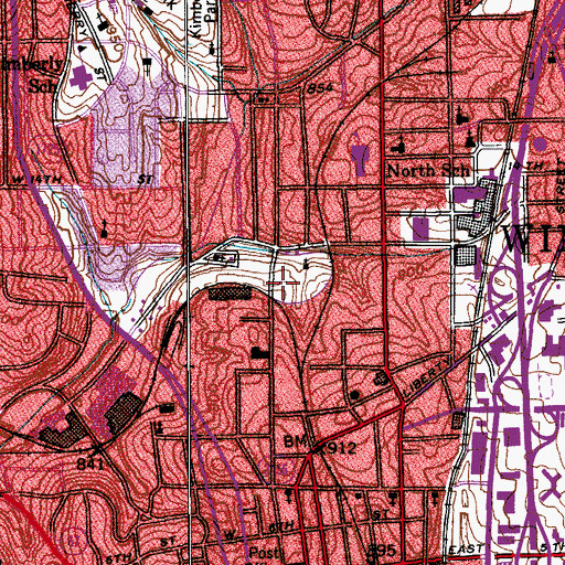 Topographic Map of WBFJ-AM (Winston-Salem), NC