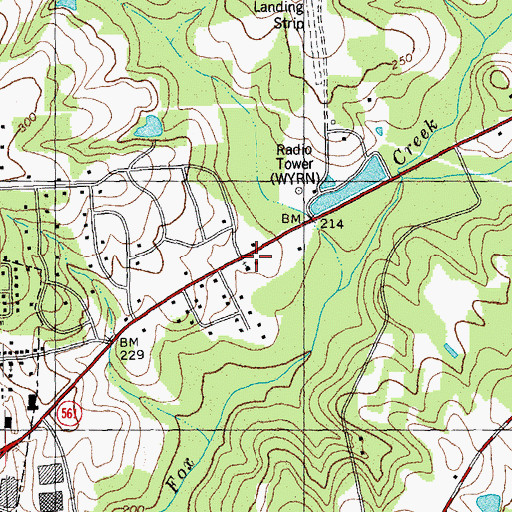 Topographic Map of WYRN-AM (Louisburg), NC
