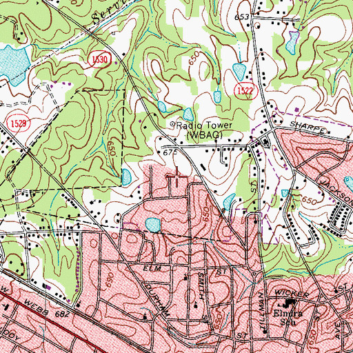 Topographic Map of WQRB-AM (Burlington-Graham), NC