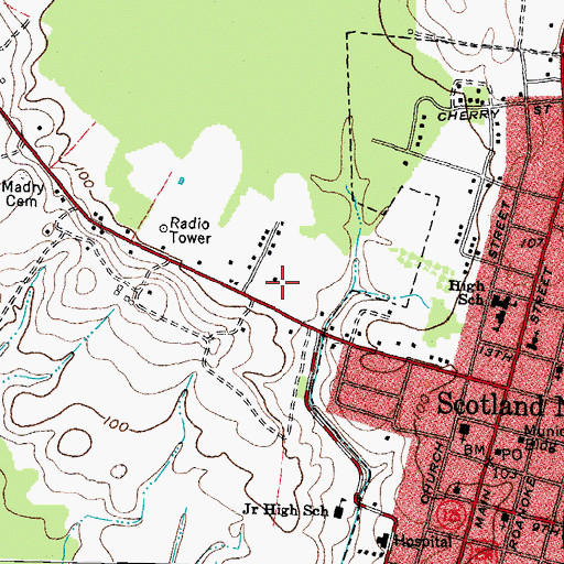 Topographic Map of WYAL-AM (Scotland Neck), NC