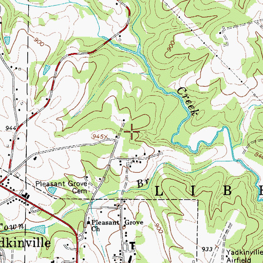 Topographic Map of WYDK-AM (Yadkinville), NC