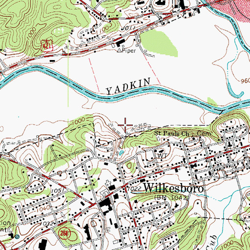 Topographic Map of WWWC-AM (Wilkesboro), NC
