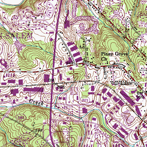 Topographic Map of WAAA-AM (Winston-Salem), NC