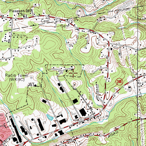 Topographic Map of WKBC-AM (North Wilkesboro), NC