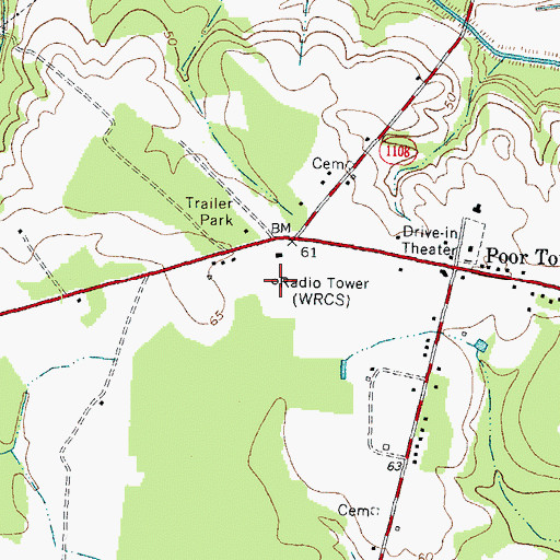 Topographic Map of WRCS-AM (Ahoskie), NC