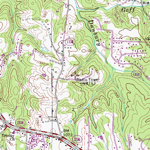 Topographic Map of WKTE-AM (King), NC