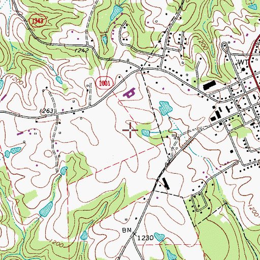 Topographic Map of WYZD-AM (Dobson), NC