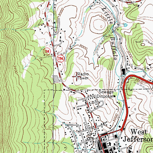 Topographic Map of WKSK-AM (West Jefferson), NC