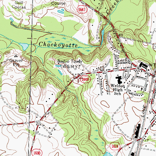 Topographic Map of WSMY-AM (Weldon), NC
