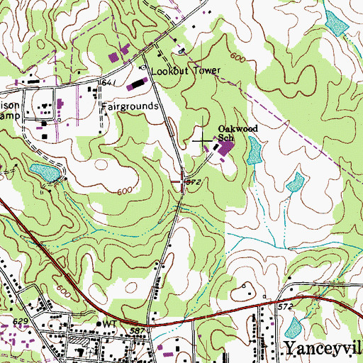 Topographic Map of WYNC-AM (Yanceyville), NC