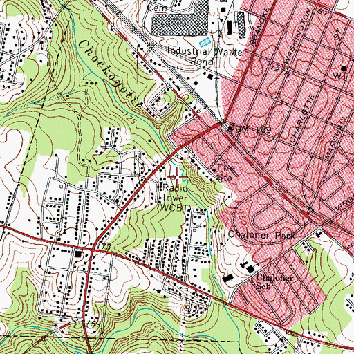 Topographic Map of WCBT-AM (Roanoke Rapids), NC