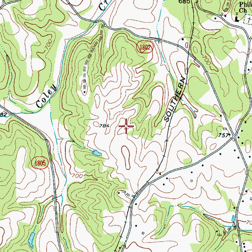Topographic Map of WSOC-TV (Charlotte), NC