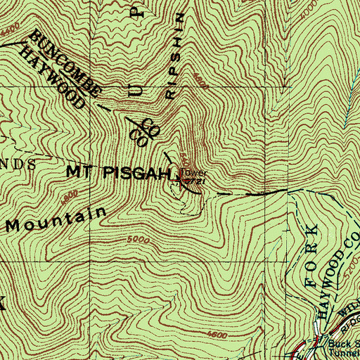 Topographic Map of WUNF-TV (Asheville), NC