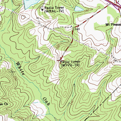 Topographic Map of WTVD-TV (Durham), NC