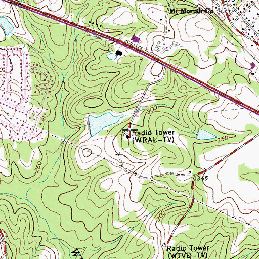 Topographic Map of WRAL-TV (Raleigh), NC