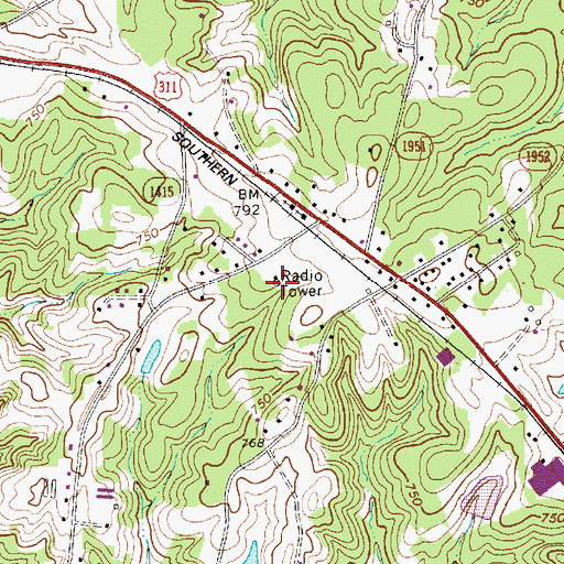 Topographic Map of WGHP-TV (High Point), NC