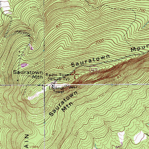 Topographic Map of WUNL-TV (Winston-Salem), NC