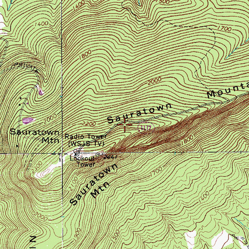 Topographic Map of WJTM-TV (Winston-Salem), NC