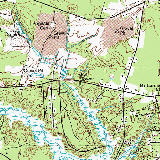 Topographic Map of WDZD-FM (Shallotte), NC