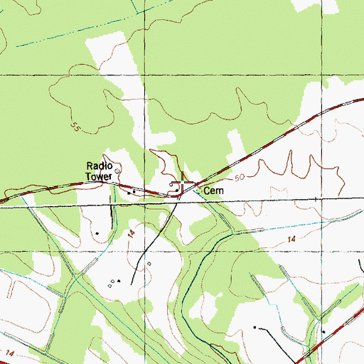 Topographic Map of WVBS-FM (Burgaw), NC