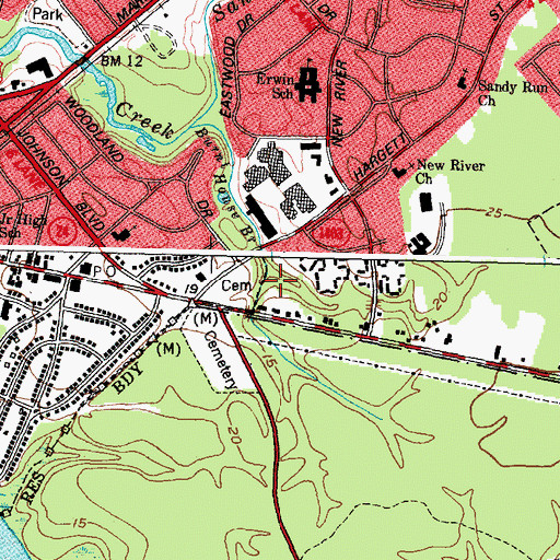 Topographic Map of WRCM-FM (Jacksonville), NC