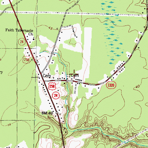 Topographic Map of WXQR-FM (Jacksonville), NC