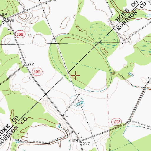 Topographic Map of WSTS-FM (Laurinburg), NC