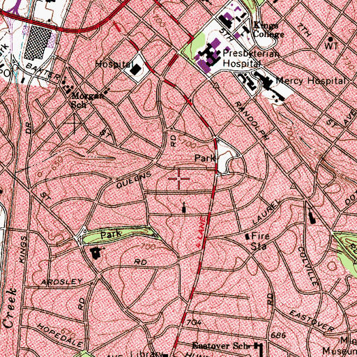 Topographic Map of Colonial Heights, NC