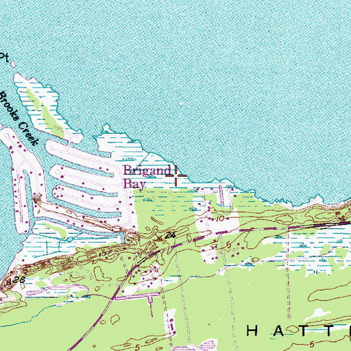Topographic Map of Brigand Bay, NC
