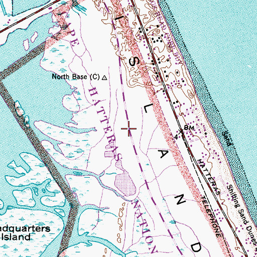 Topographic Map of Cow Island (historical), NC