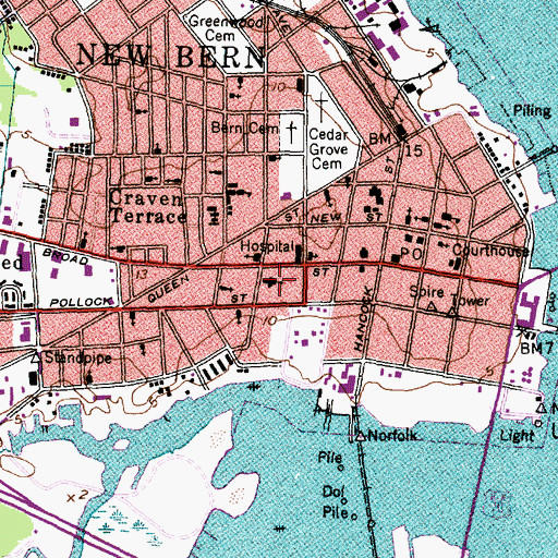 Topographic Map of Christ Episcopal Church, NC
