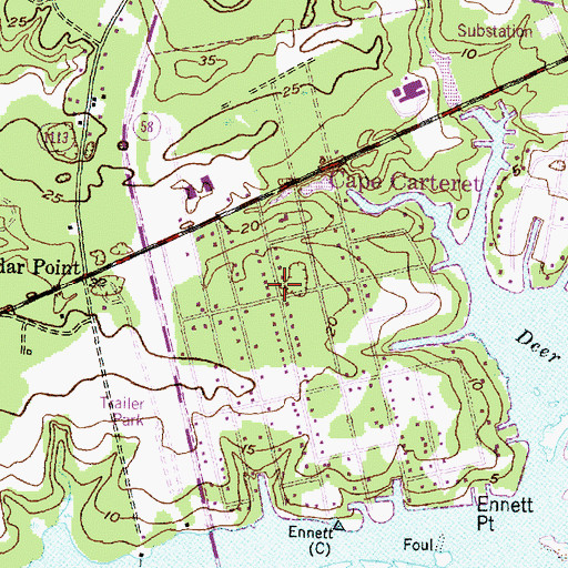 Topographic Map of South Lees, NC