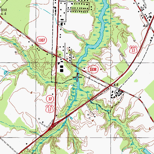 Topographic Map of Lakers Creek, NC
