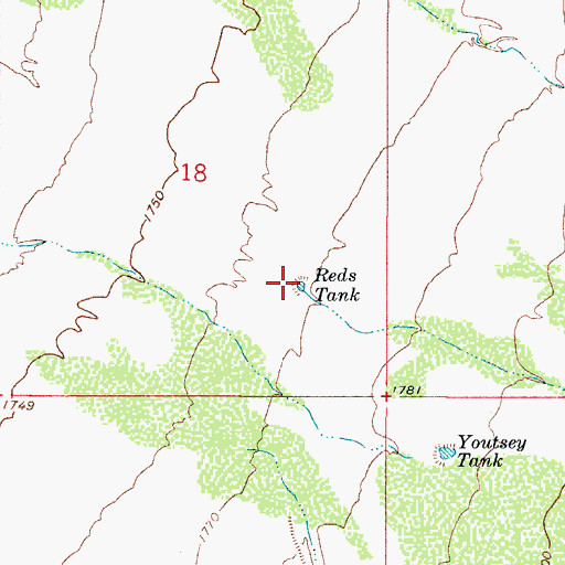 Topographic Map of Reds Tank, AZ