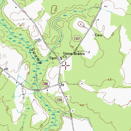 Topographic Map of Sumnersville (historical), NC