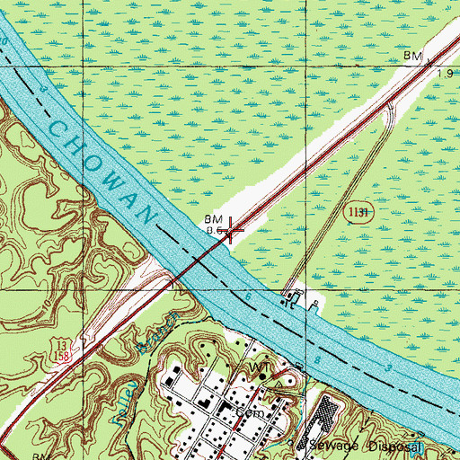 Topographic Map of Brittles Ferry (historical), NC