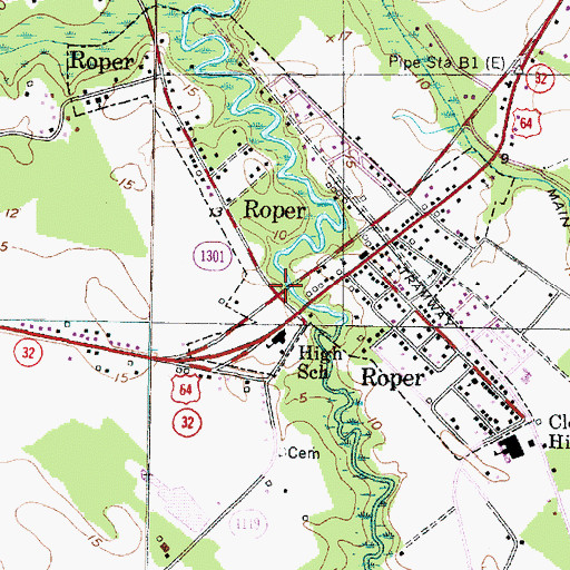 Topographic Map of Old Court House (historical), NC