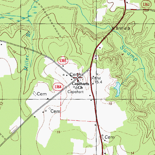 Topographic Map of Bloody Fork, NC
