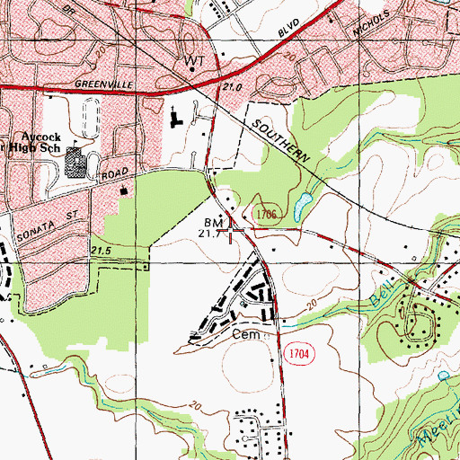 Topographic Map of Paramore Farm, NC