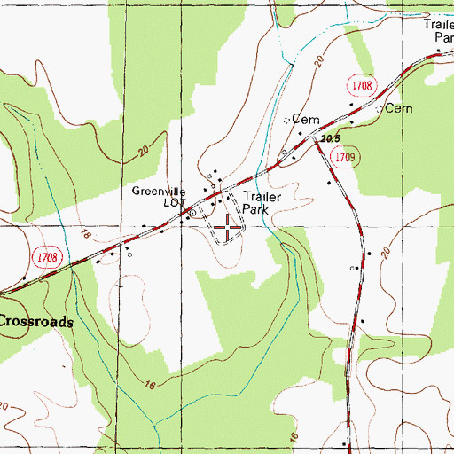 Topographic Map of Evans Trailer Park, NC