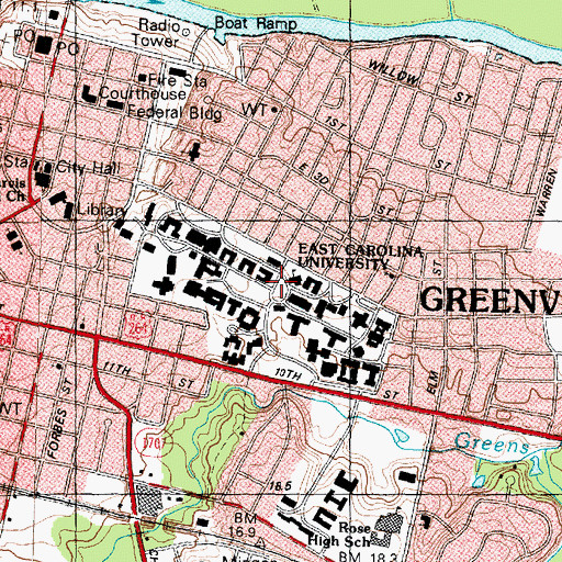 Topographic Map of Wright Circle, NC
