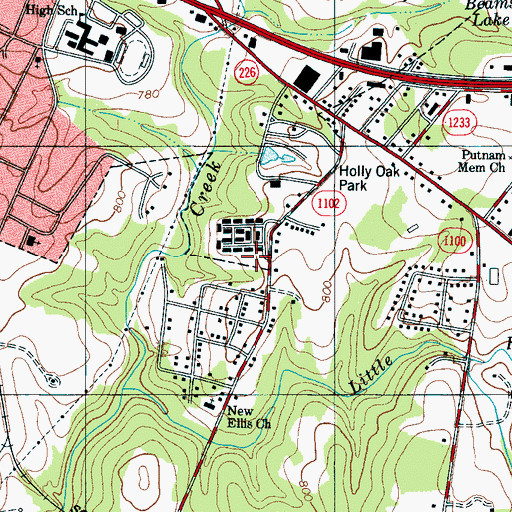 Topographic Map of Hollyoak Apartments, NC