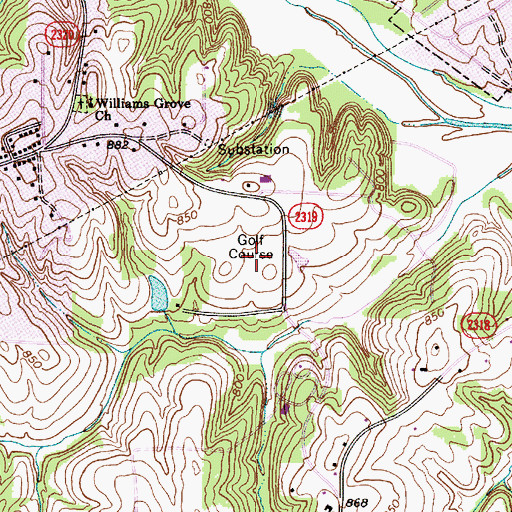 Topographic Map of Twin Oaks Golf Course, NC