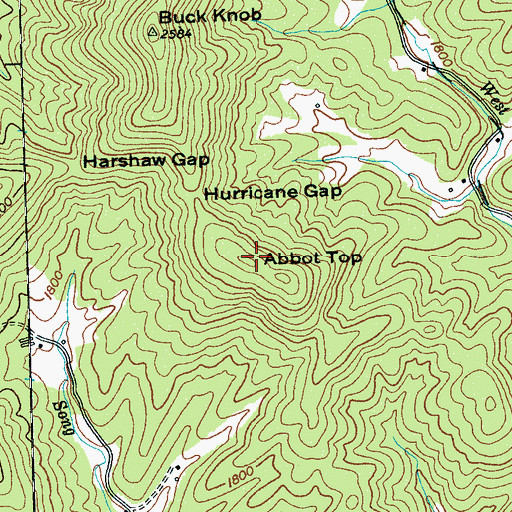 Topographic Map of Abbot Top, NC