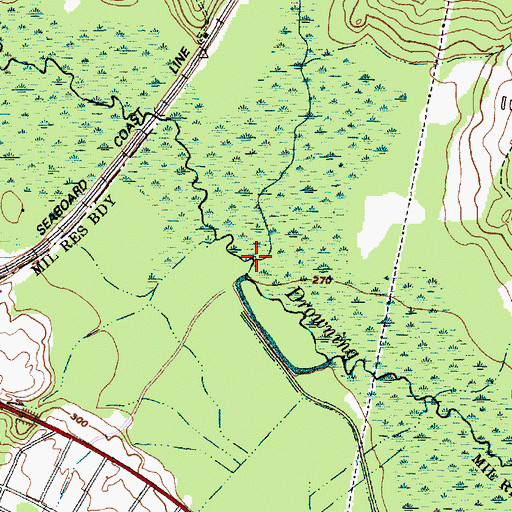 Topographic Map of Aberdeen Creek, NC
