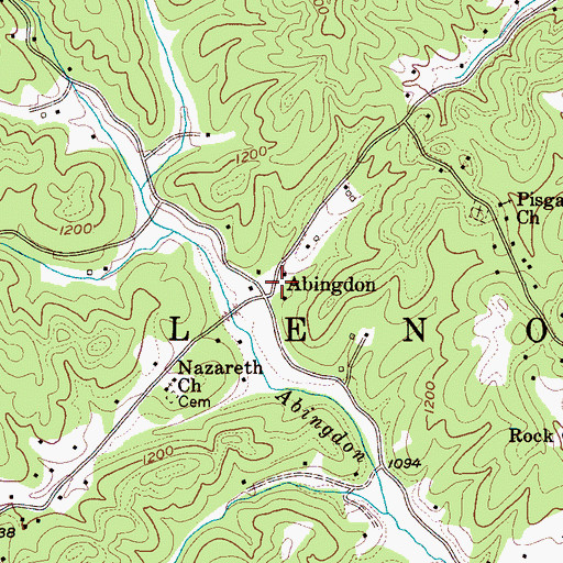 Topographic Map of Abingdon, NC